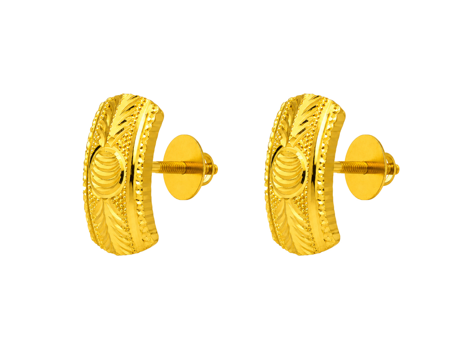 BIS Certified Real 22K Yellow Fine Gold Handmade Flower Earrings For Women - Image 2