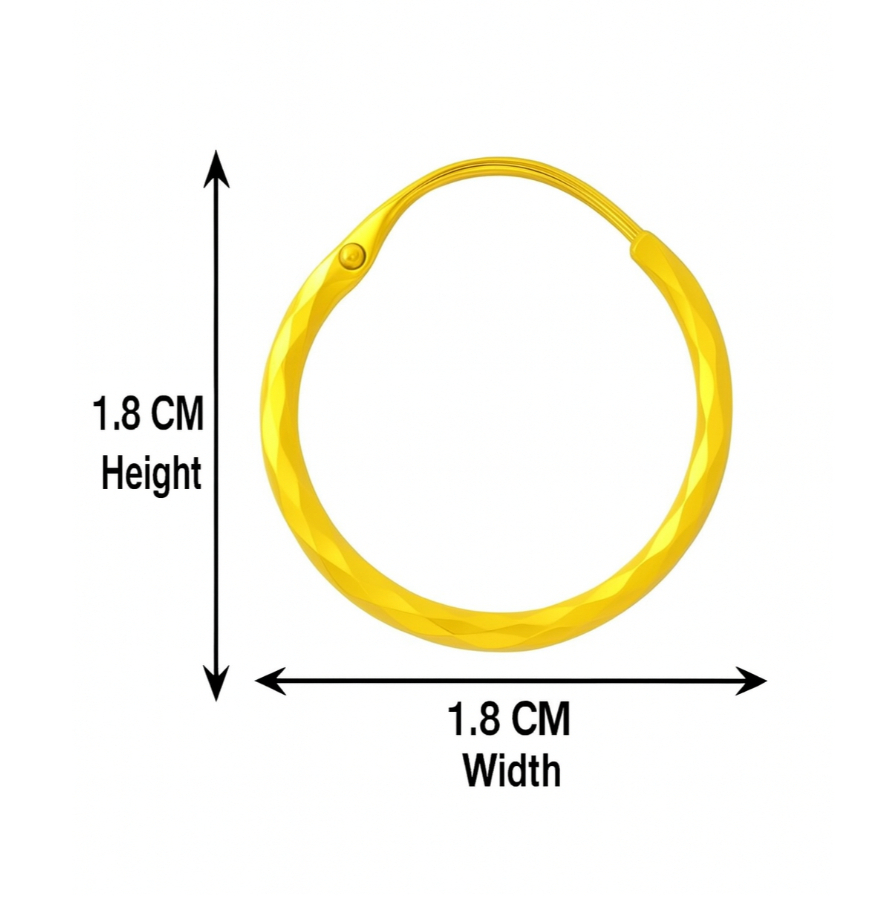 BIS Certified Real 22K Yellow Fine Gold Handmade Hoop Earrings For Women - Image 4
