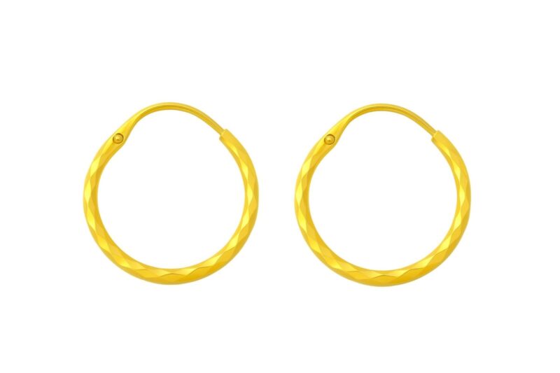 BIS Certified Real 22K Yellow Fine Gold Handmade Hoop Earrings For Women