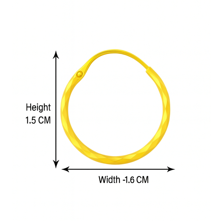 BIS Certified Real 22K Yellow Fine Gold Handmade Hoop Earrings For Women - Image 4