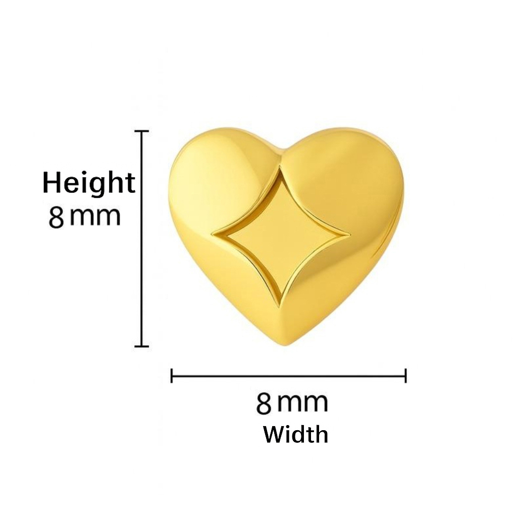 BIS Certified Real 18K Yellow Fine Gold Heart Stud Earrings For Women - Image 5