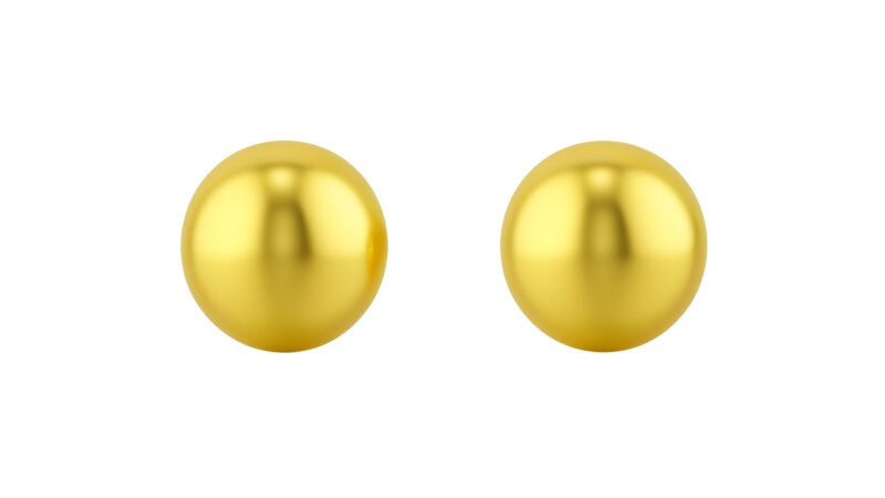 BIS Certified Real 18K Yellow Fine Gold Plain Ball Stud Earrings For Women