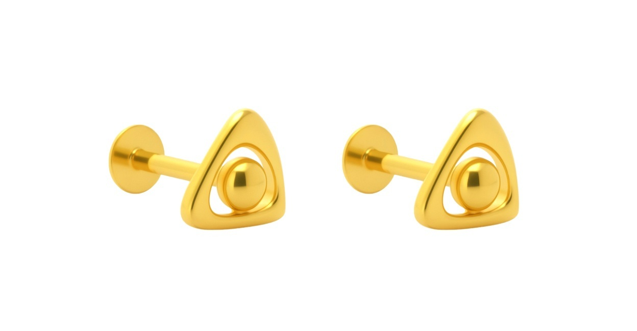 BIS Certified Real 18K Yellow Fine Gold Triangle Stud. Earrings For Women - Image 2