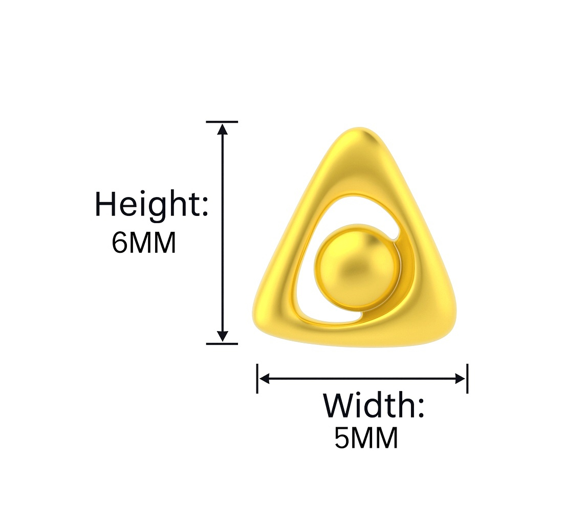 BIS Certified Real 18K Yellow Fine Gold Triangle Stud. Earrings For Women - Image 5