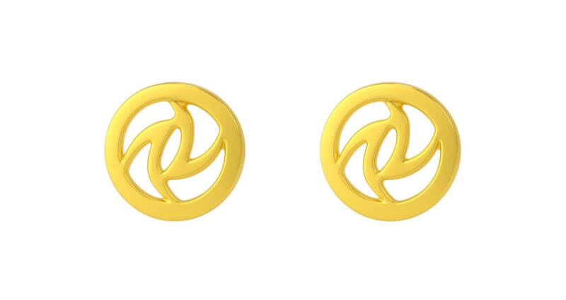 BIS Certified Real 18K Yellow Fine Gold Round Stud Earrings For Women