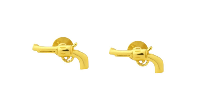BIS Certified Real 18K Yellow Fine Gold Gun Stud Earrings For Women
