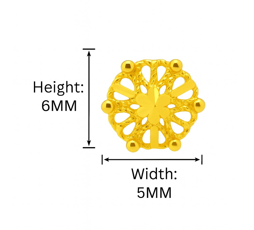 BIS Certified Real 18K Yellow Fine Gold Floral Stud Earrings For Women - Image 5