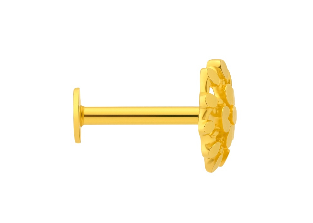 BIS Certified Real 18K Yellow Fine Gold Flower Stud Earrings For Women - Image 3