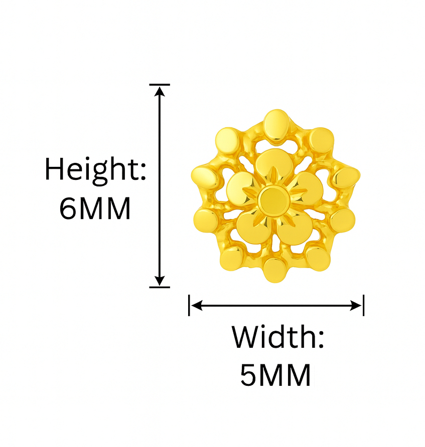 BIS Certified Real 18K Yellow Fine Gold Flower Stud Earrings For Women - Image 5