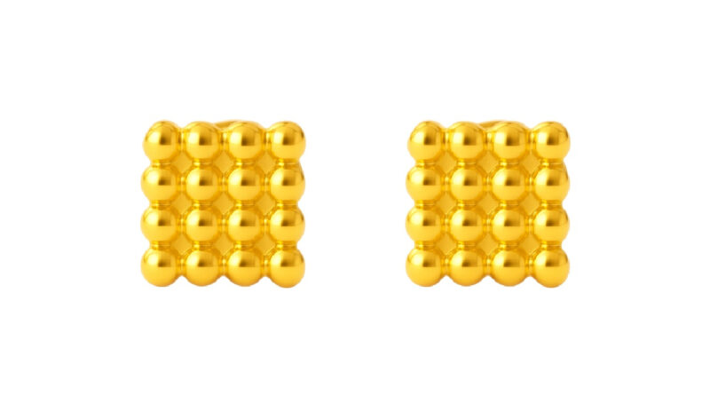 BIS Certified Real 18K Yellow Fine Gold Square Stud Earrings For Women