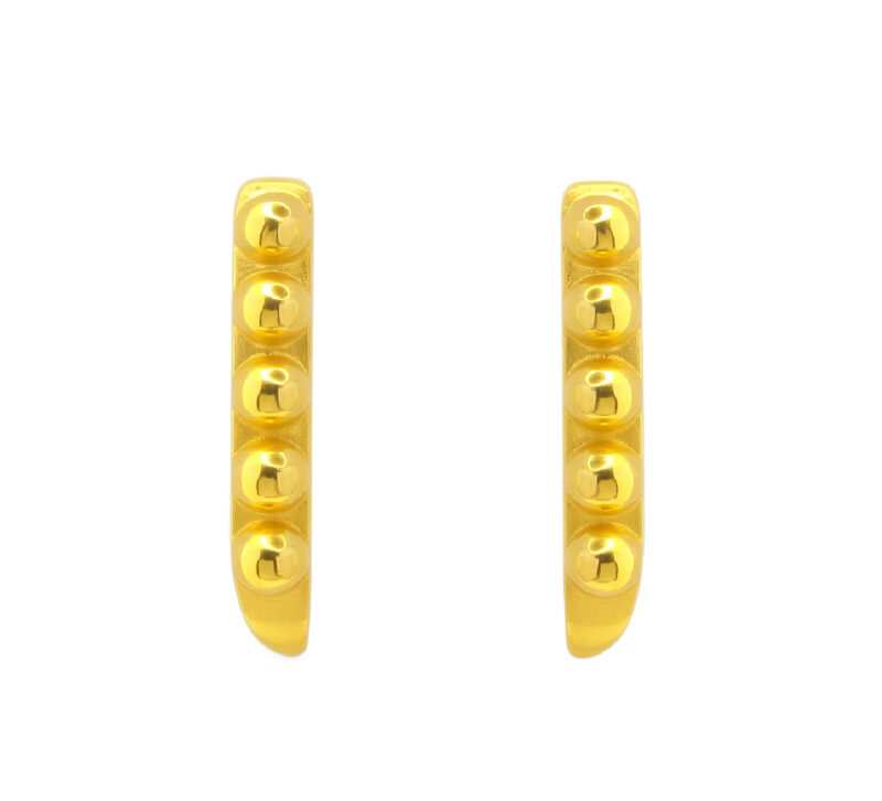BIS Certified Real 18K Yellow Fine Gold Bar Stud Earrings For Women
