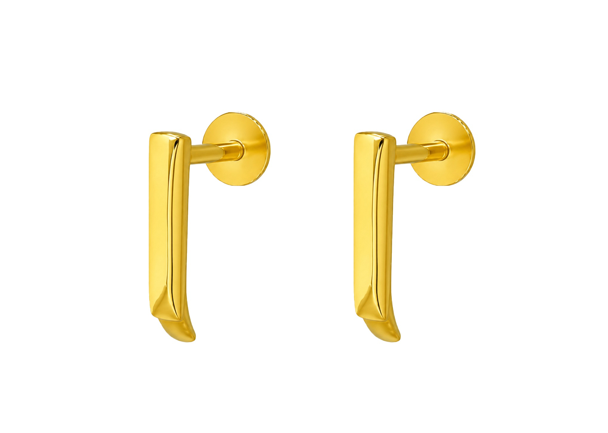 BIS Certified Real 18K Yellow Fine Gold Plain Stud Earrings For Women - Image 2