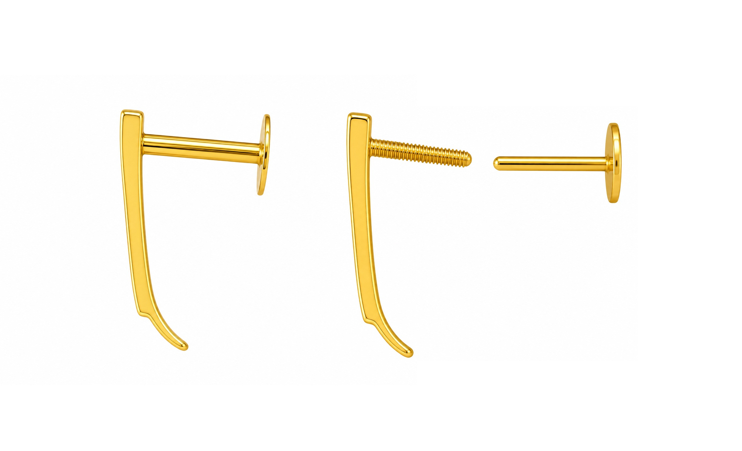 BIS Certified Real 18K Yellow Fine Gold Plain Stud Earrings For Women - Image 3