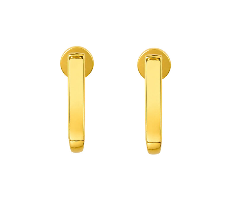 BIS Certified Real 18K Yellow Fine Gold Plain Stud Earrings For Women