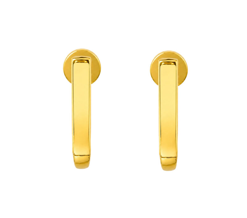 BIS Certified Real 18K Yellow Fine Gold Plain Stud Earrings For Women