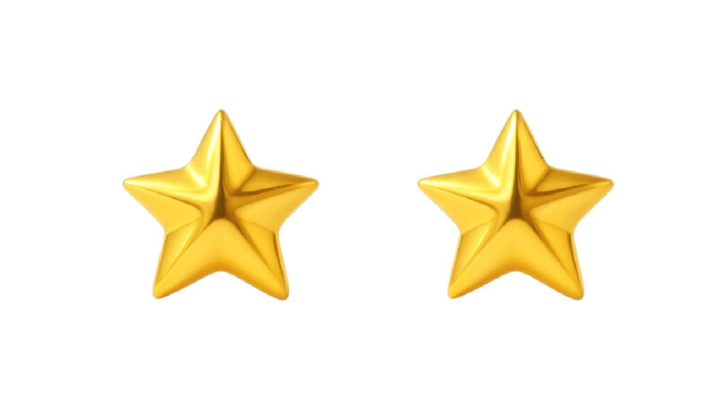 BIS Certified Real 18K Yellow Fine Gold Star Stud Earrings For Women