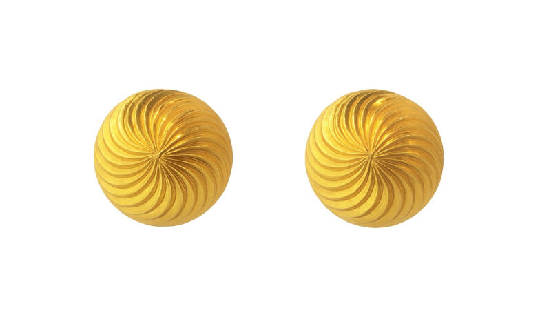 BIS Certified Real 18K Yellow Fine Gold Round Stud Earrings For Women