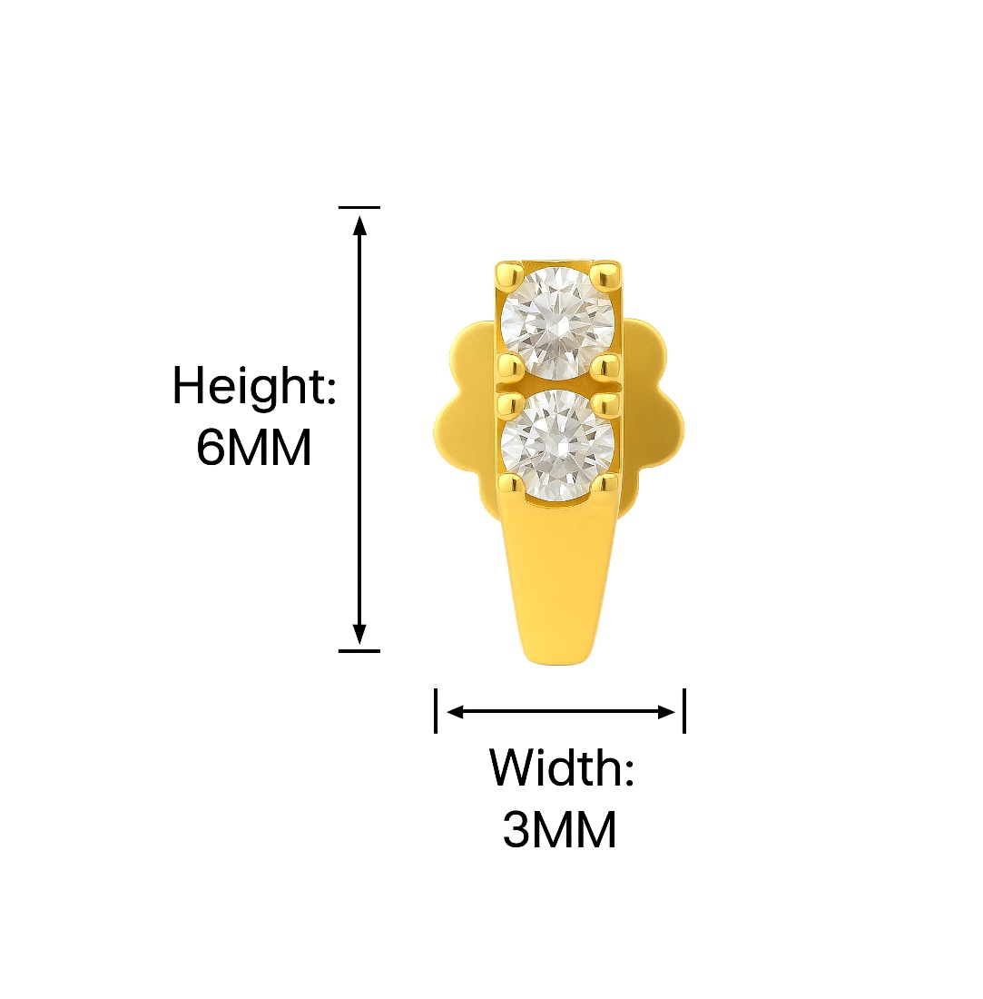 BIS Certified Real 18K Yellow Fine Gold Double Stone Earrings For Women - Image 5