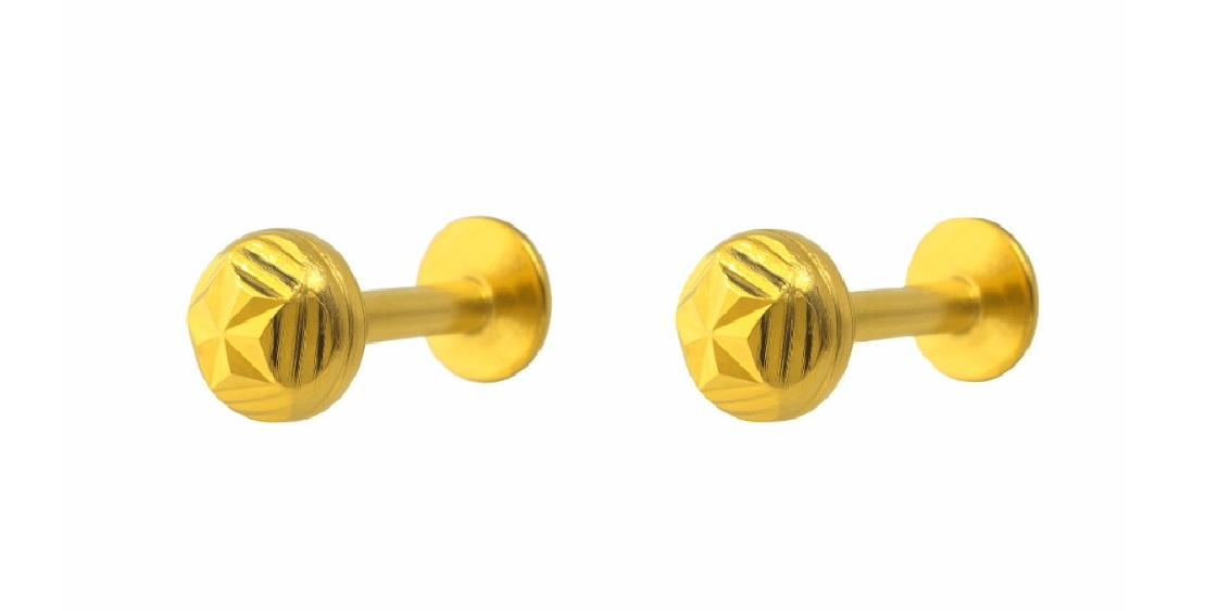 BIS Certified Real 18K Yellow Fine Gold Star Round Stud Earrings For Women - Image 2