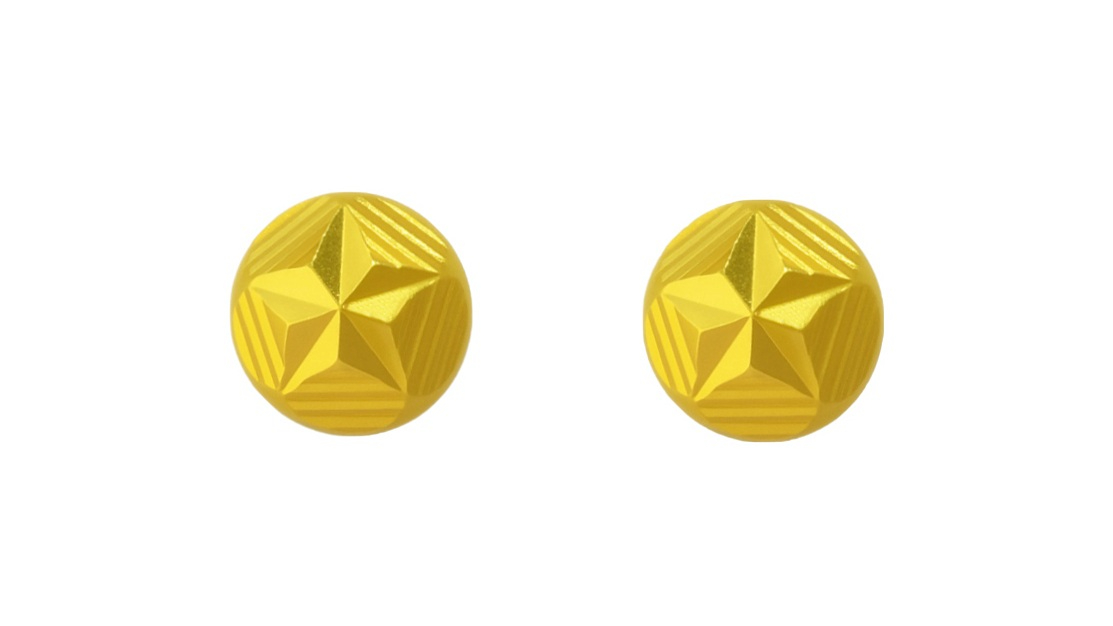 BIS Certified Real 18K Yellow Fine Gold Star Round Stud Earrings For Women