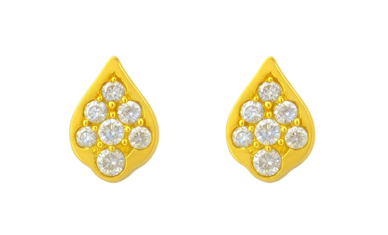 BIS Certified Real 18K Yellow Fine Gold Teardrop Stud Earrings For Women