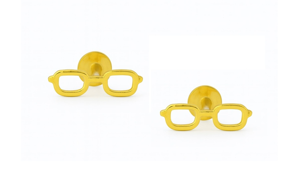 BIS Certified Real 18K Yellow Fine Gold Glasses Stud Earrings For Women - Image 2