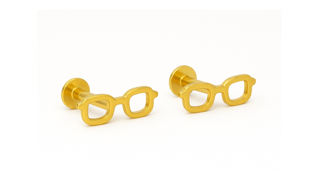 BIS Certified Real 18K Yellow Fine Gold Glasses Stud Earrings For Women - Image 3