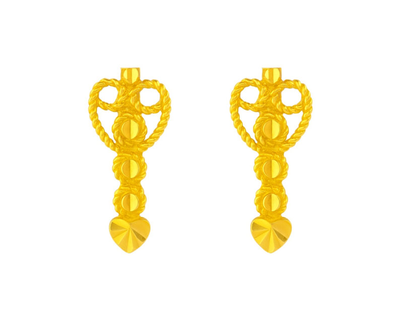 BIS Certified Real 18K Yellow Fine Gold Elegant Stud Earrings For Women