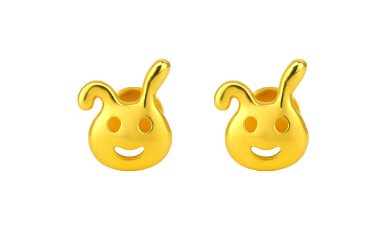 BIS Certified Real 18K Yellow Fine Gold Smiley Stud Earrings For Women