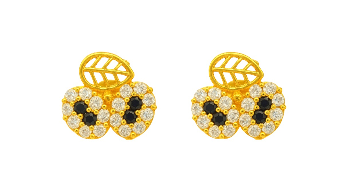 BIS Certified Real 18K Yellow Fine Gold Leaf Stud Earrings For Women