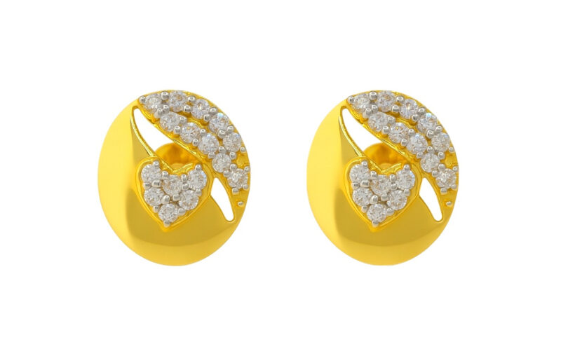 BIS Certified Real 18K Yellow Fine Gold Elegant Stud Earrings For Women