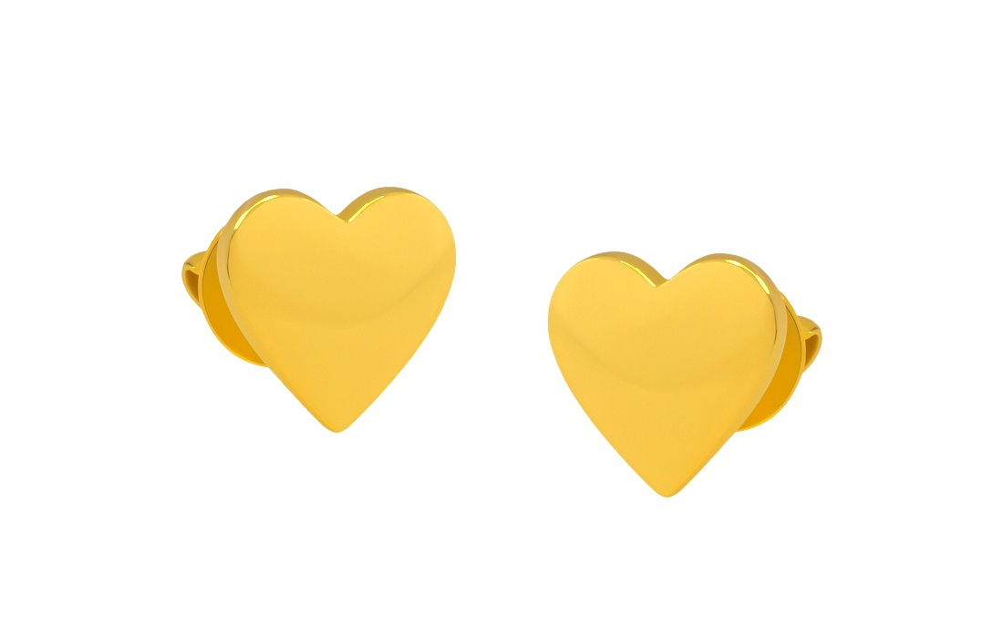 BIS Certified Real 18K Yellow Fine Gold Heart Earrings For Women - Image 2