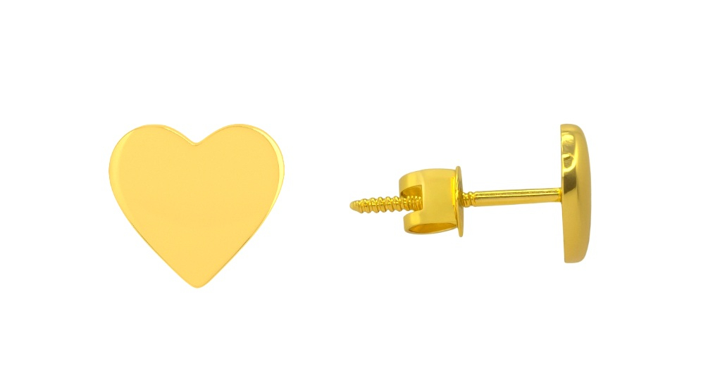 BIS Certified Real 18K Yellow Fine Gold Heart Earrings For Women - Image 3