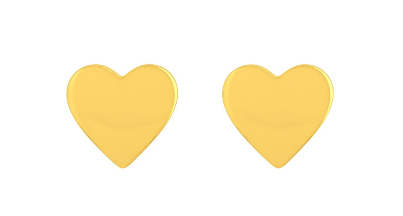 BIS Certified Real 18K Yellow Fine Gold Heart Earrings For Women