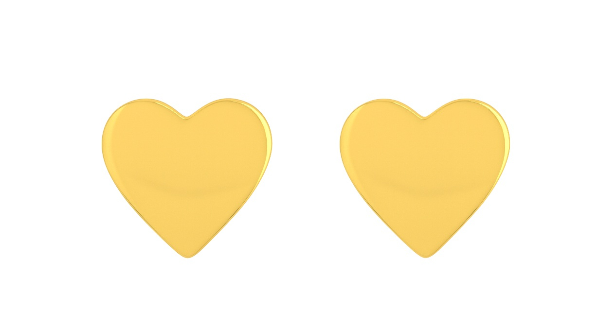 BIS Certified Real 18K Yellow Fine Gold Heart Earrings For Women