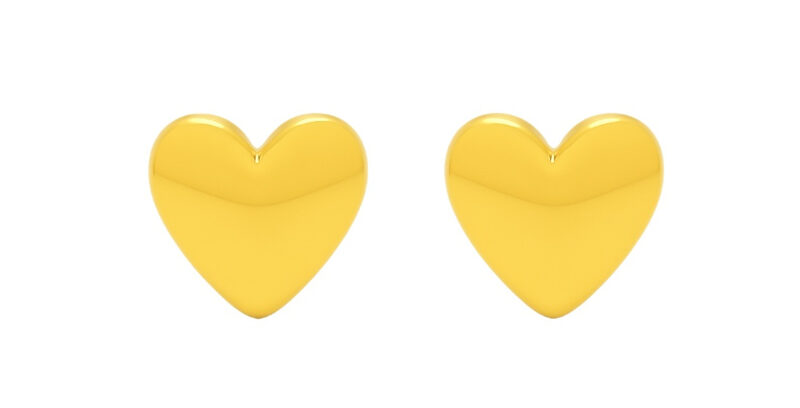 BIS Certified Real 18K Yellow Fine Gold Heart Earrings For Women