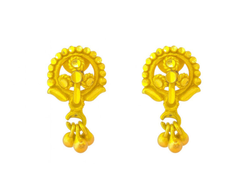 BIS Certified Real 18K Yellow Fine Gold Classic Earrings For Women
