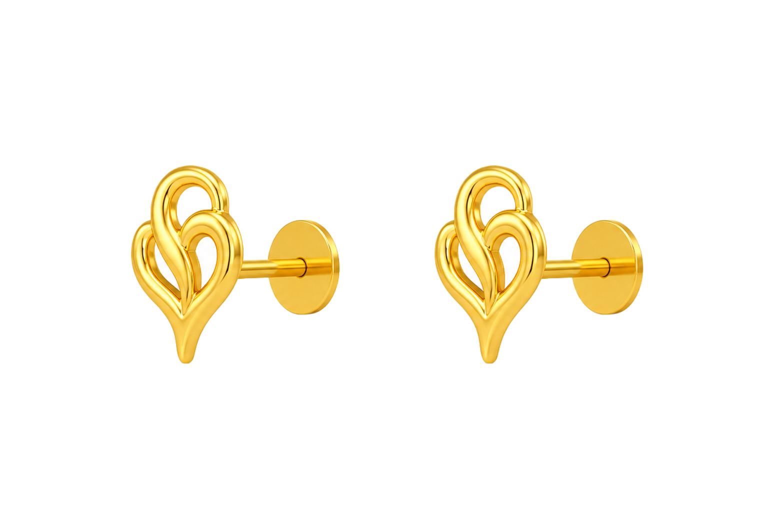 BIS Certified Real 18K Yellow Fine Gold Infinity Stud Earrings For Women - Image 2