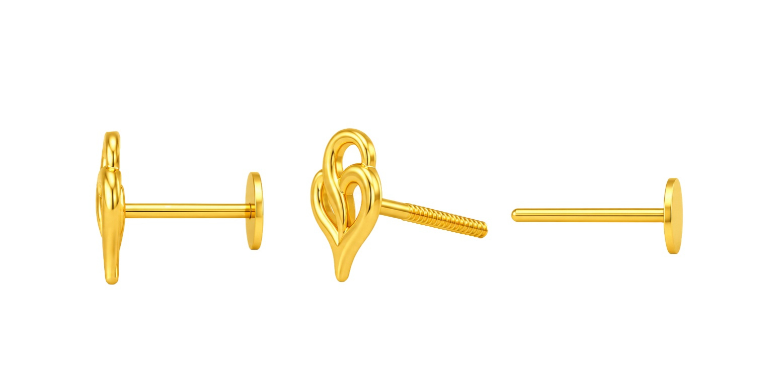 BIS Certified Real 18K Yellow Fine Gold Infinity Stud Earrings For Women - Image 3