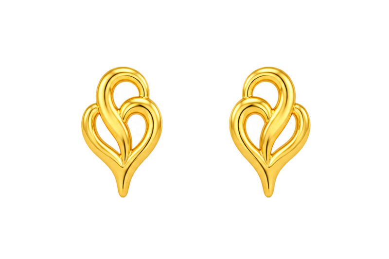 BIS Certified Real 18K Yellow Fine Gold Infinity Stud Earrings For Women