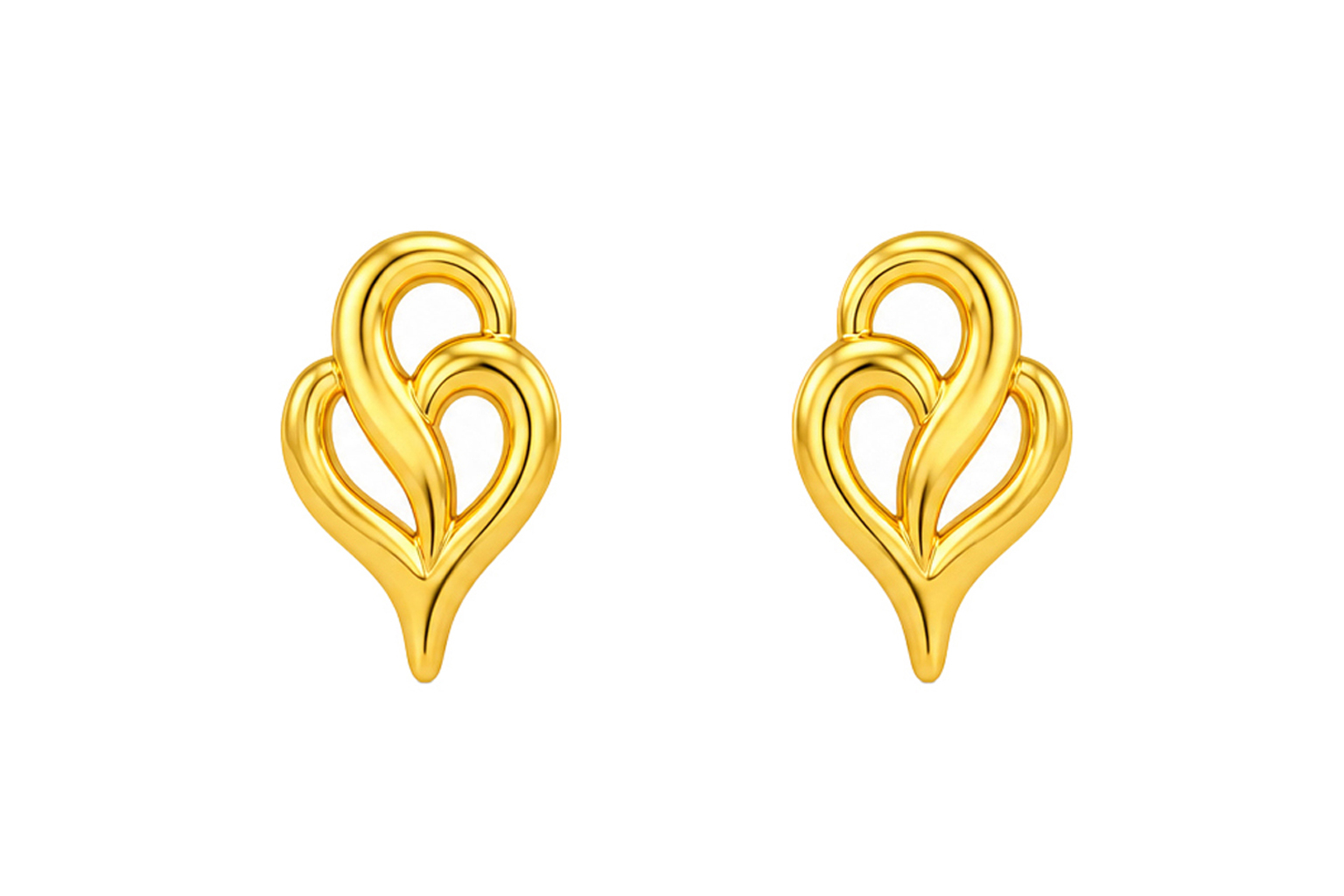 BIS Certified Real 18K Yellow Fine Gold Infinity Stud Earrings For Women