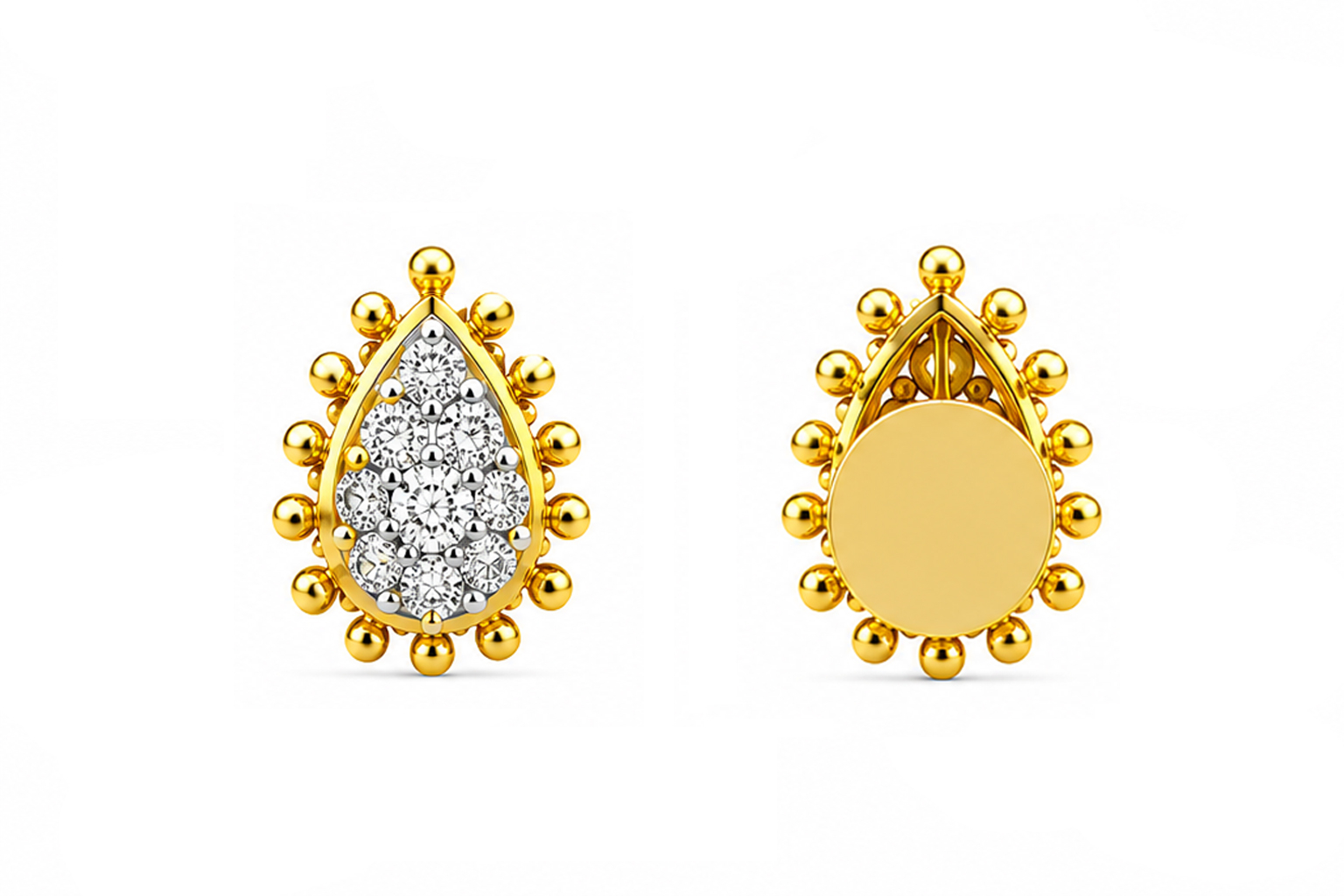 BIS Certified Real 18K Yellow Fine Gold Trinity Stud Earrings For Women - Image 4