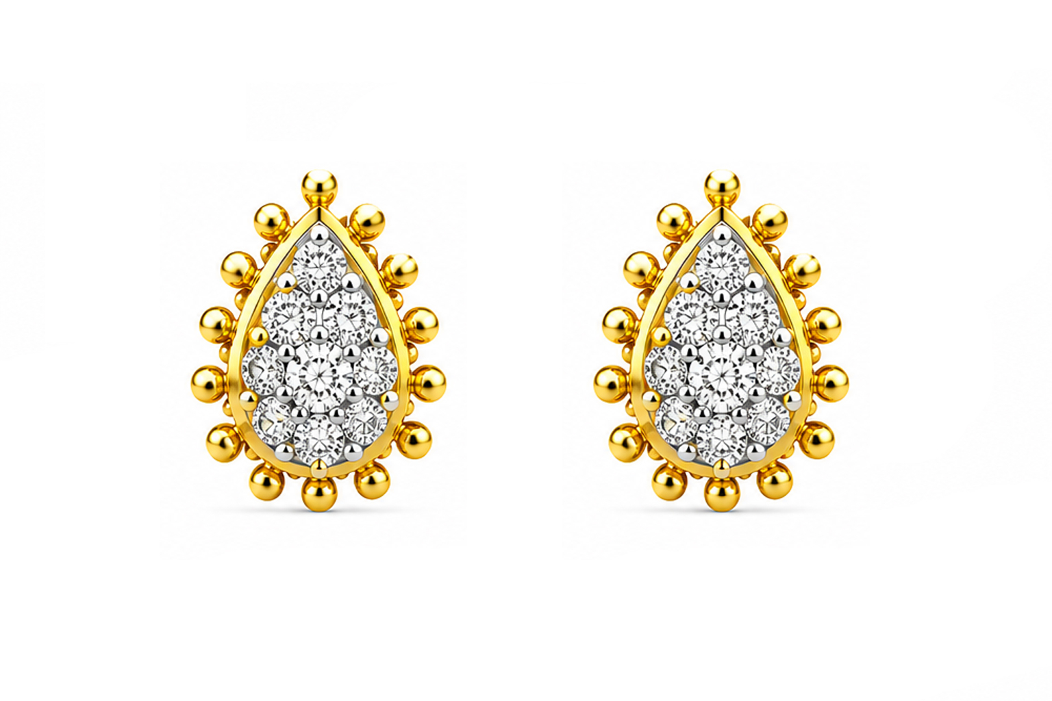 BIS Certified Real 18K Yellow Fine Gold Trinity Stud Earrings For Women