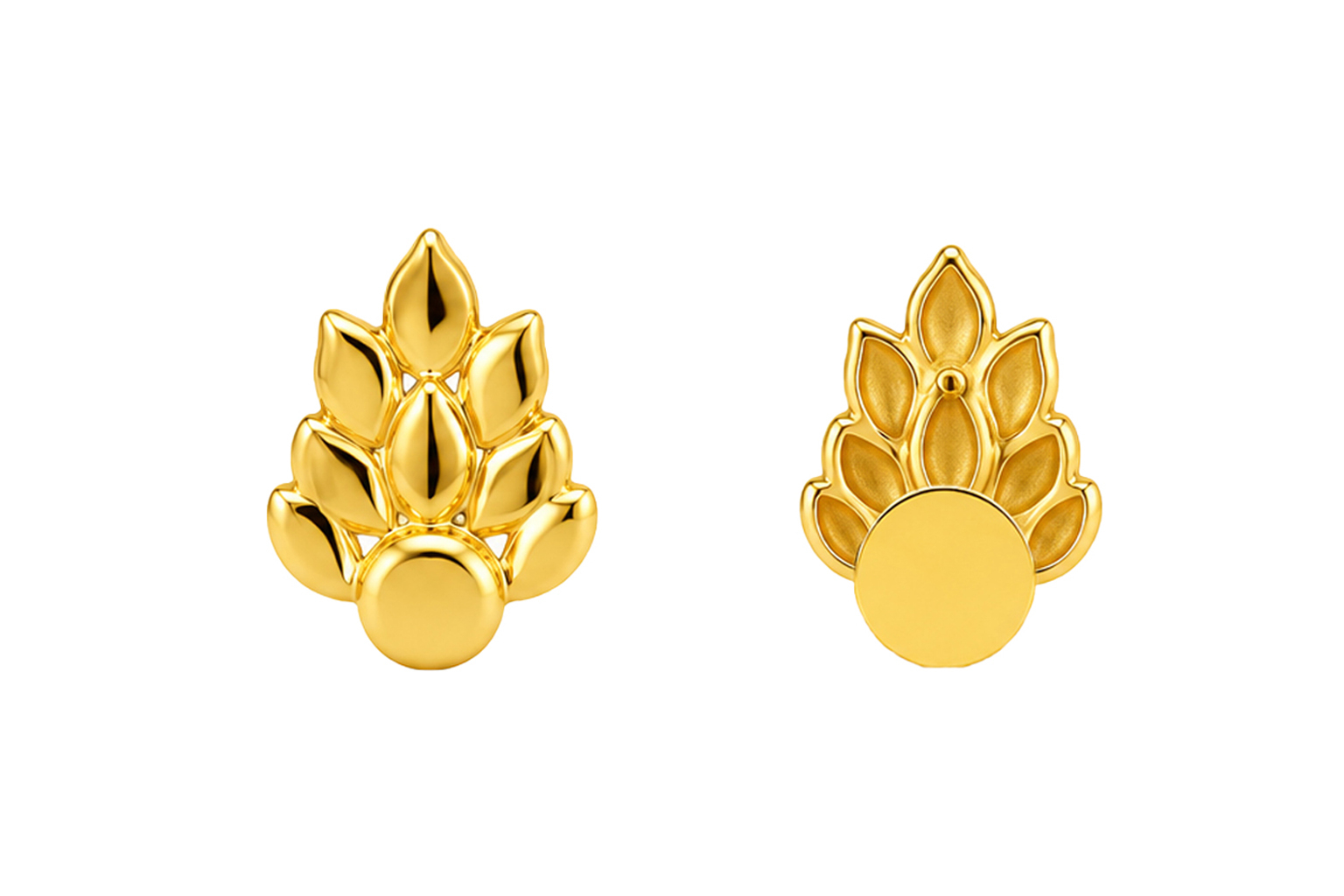 BIS Certified Real 18K Yellow Fine Gold Leaf Stud Earrings For Women - Image 4