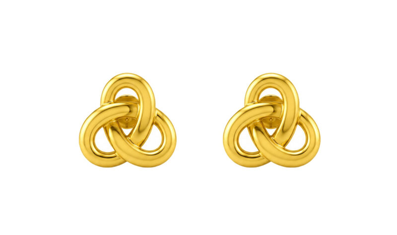 BIS Certified Real 18K Yellow Fine Gold Knot Stud Earrings For Women