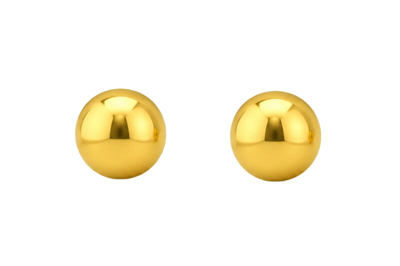 BIS Certified Real 18K Yellow Fine Gold Plain Ball Stud Earrings For Women