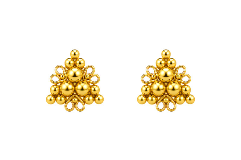 BIS Certified Real 18K Yellow Fine Gold Floral Stud Earrings For Women