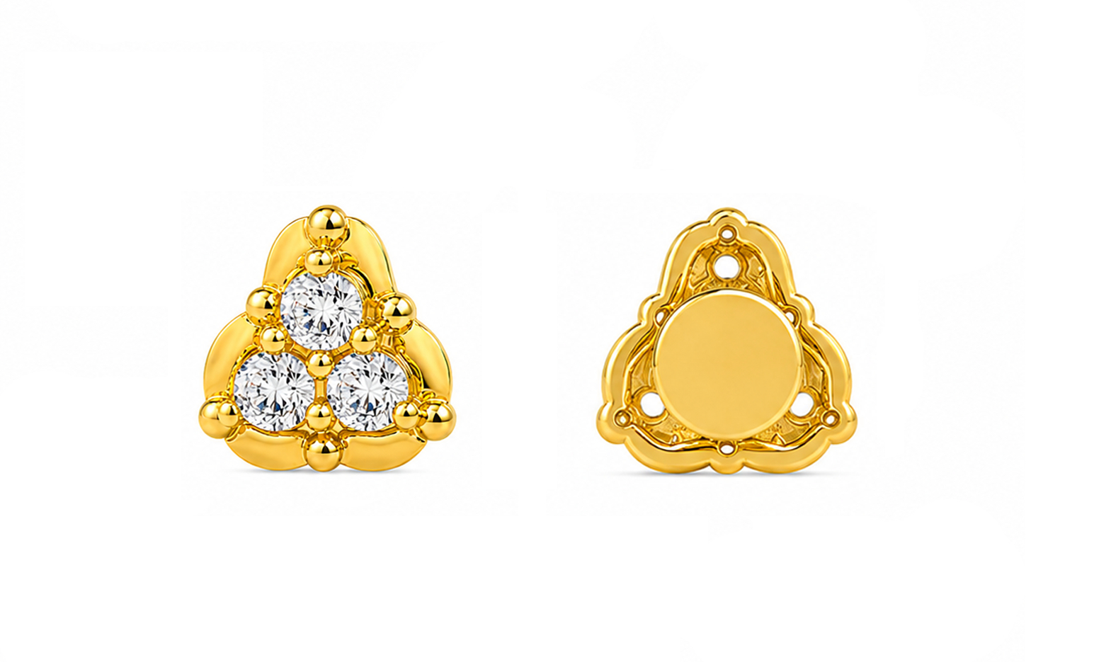 BIS Certified Real 18K Yellow Fine Gold Triangle CZ Stud Earrings For Women - Image 4