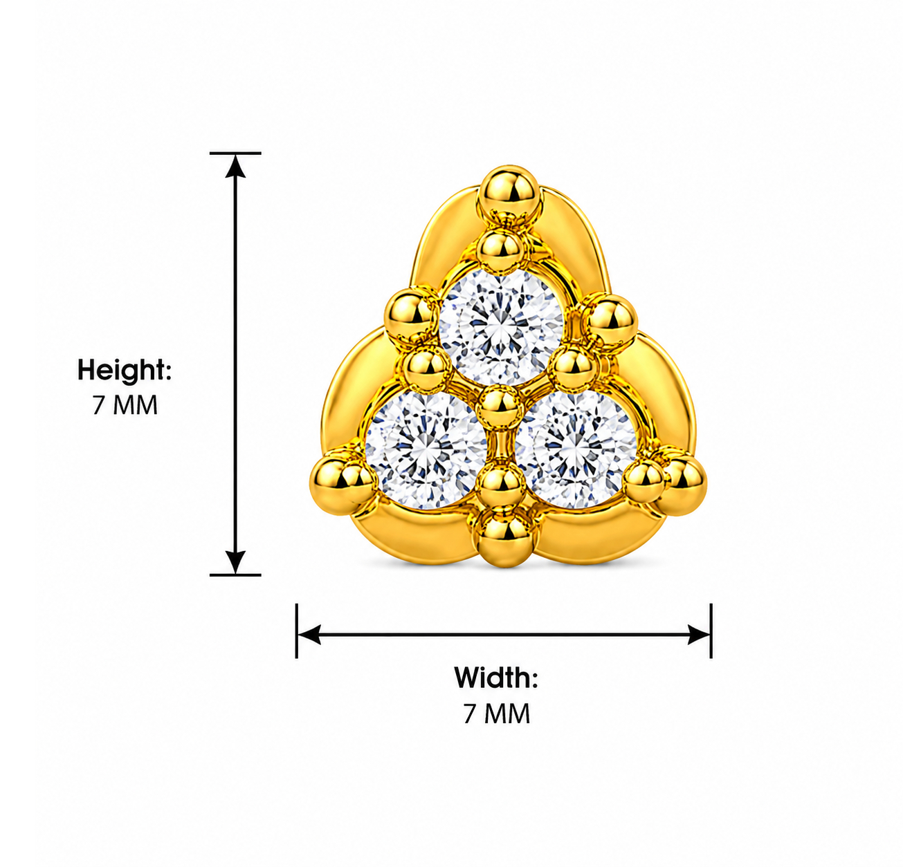 BIS Certified Real 18K Yellow Fine Gold Triangle CZ Stud Earrings For Women - Image 5