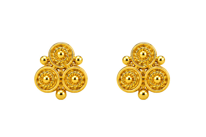 BIS Certified Real 18K Yellow Fine Gold Bead Stud Earrings For Women